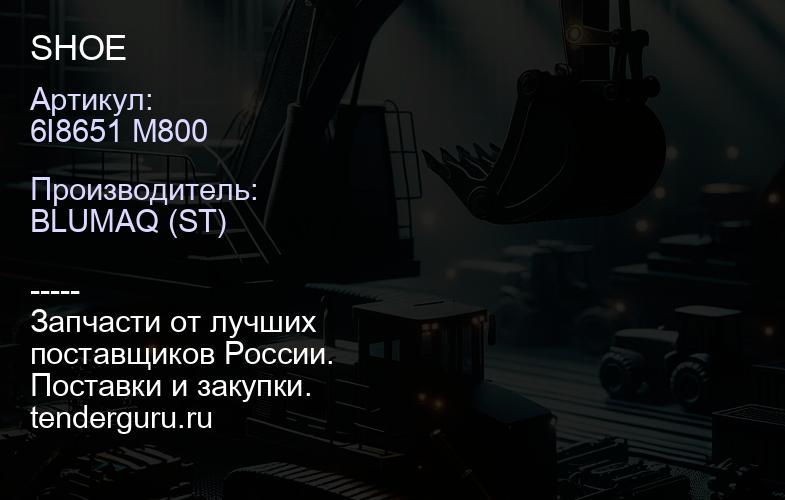 6I8651 M800 SHOE | купить запчасти